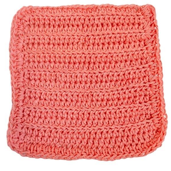 HAND CRAFTED Crochet Colorful Coral 100% Cotton All Purpose Wash or Dish Cloth - Picture 6 of 6